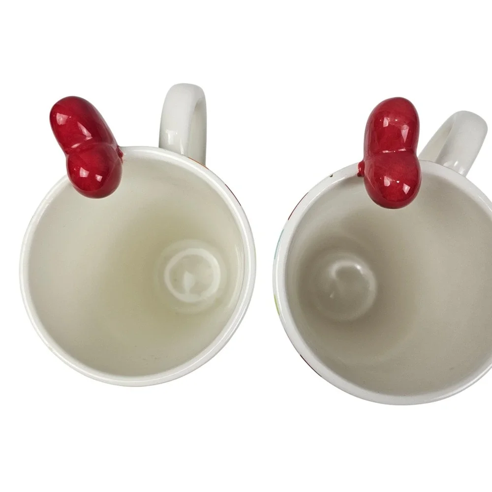 Target Valentine 2010 Heart Mugs Set of 2 Multicolor 3D Heart Rim Accent Ceramic